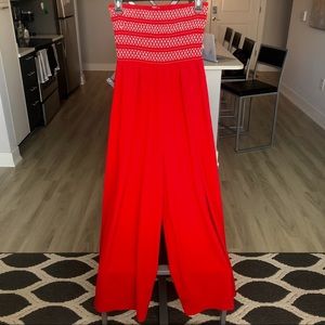 Red Wide Leg Jumpsuit